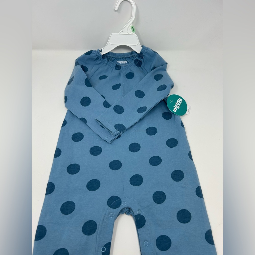 NWT Mighty Goods Blue Polka Dot Long Sleeve Romper